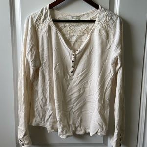 Lucky Brand off-white waffle Knit Henley